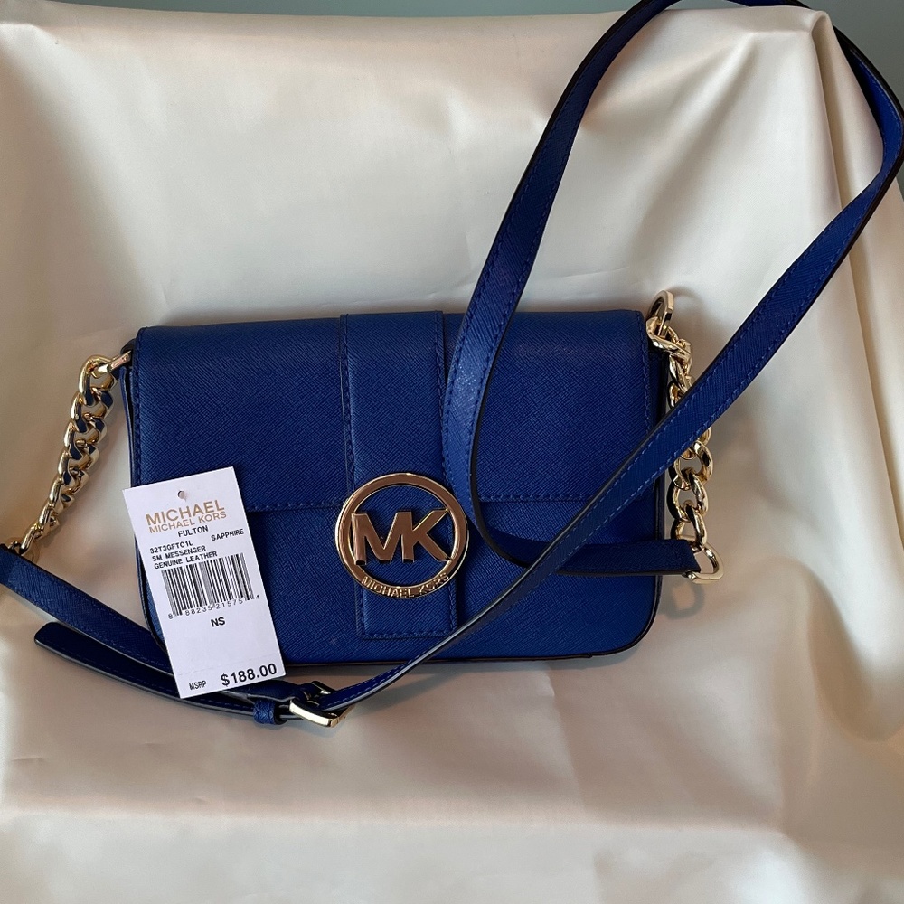 NWT Michael Kors Fulton Sapphire Small Crossbody Messenger Bag